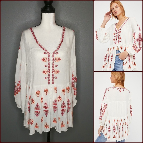 Free People Tops - Free People | Arianna embroidered tunic ivory